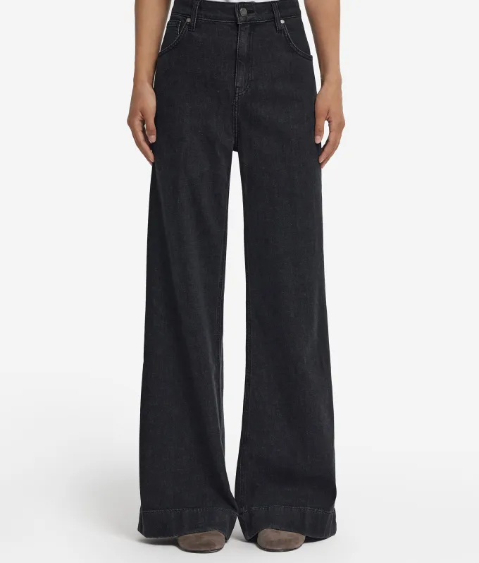 Pantalone flare in denim e cashmere