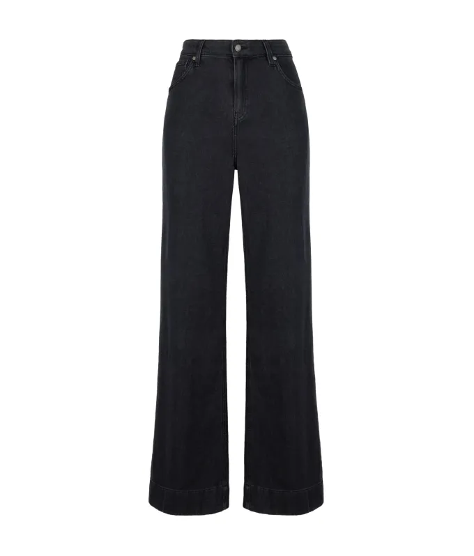 Pantalone flare in denim e cashmere