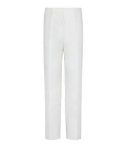 Pantalone gamba larga in cotone e lino