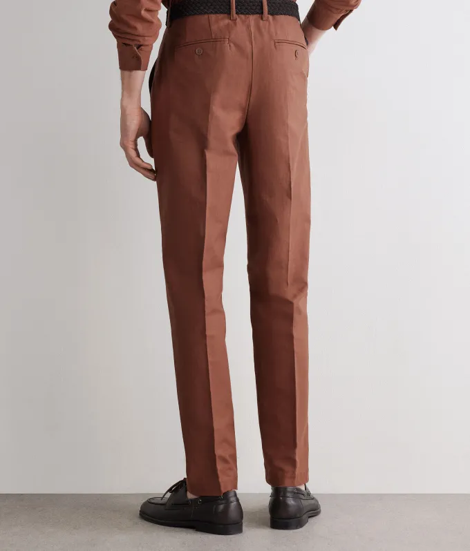 Pantalone gamba larga in cotone e lino