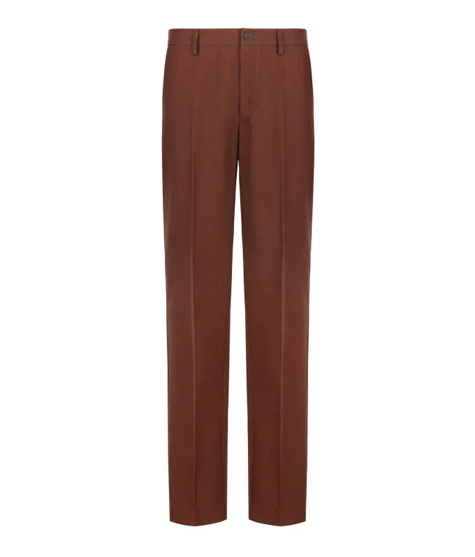 Pantalone gamba larga in cotone e lino