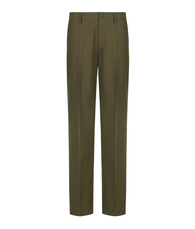 Pantalone gamba larga in cotone e lino