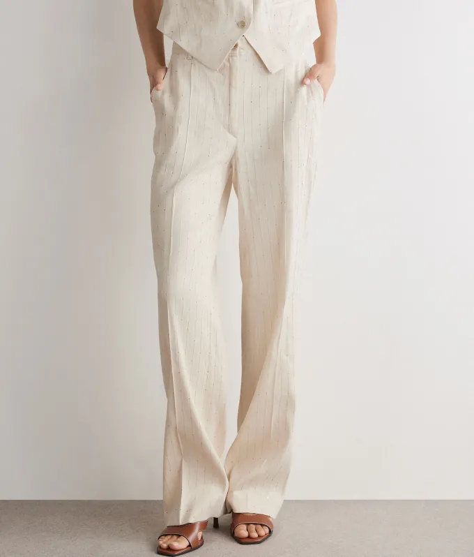 Pantalone gessato paillettes
