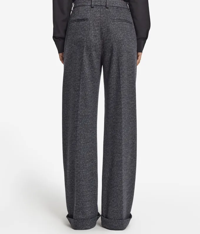 Pantalone in lana spinata