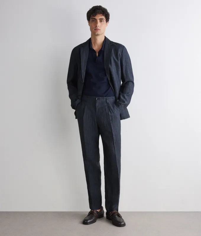 Pantalone in lino gessato