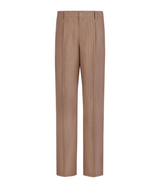 Pantalone in lino gessato
