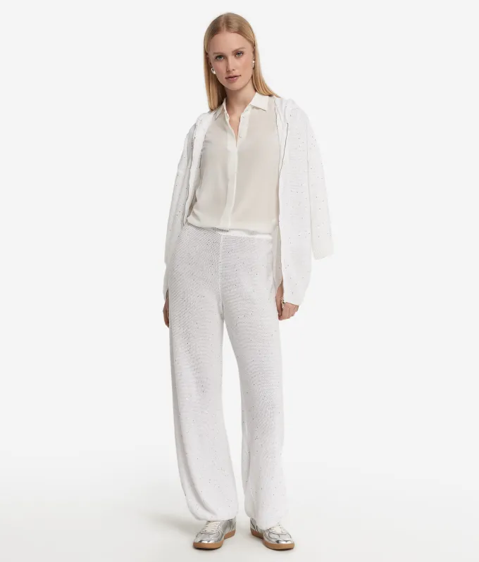 Pantalone palazzo con micro paillettes