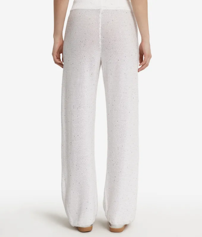 Pantalone palazzo con micro paillettes