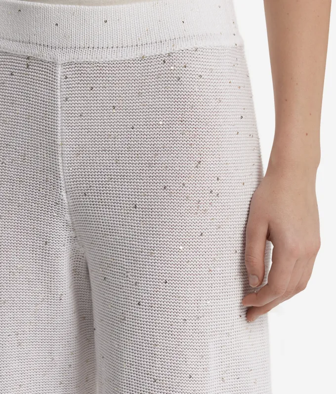 Pantalone palazzo con micro paillettes