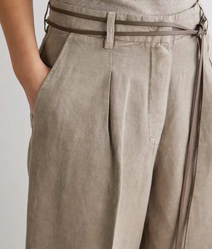 Pantalone palazzo in cotone e lino