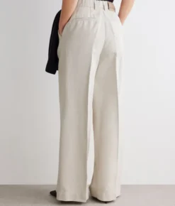 Pantalone palazzo in cotone e lino
