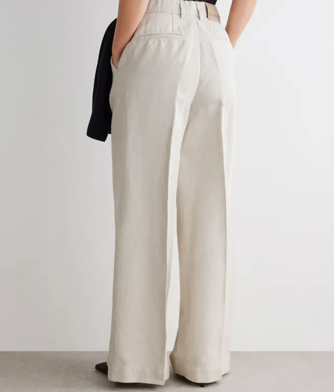 Pantalone palazzo in cotone e lino
