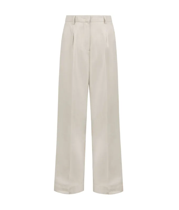 Pantalone palazzo in cotone e lino