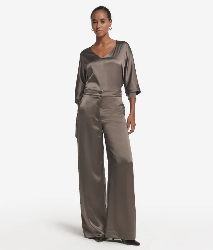 Pantalone palazzo in raso seta