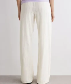 Pantalone punto gessato in lino cotone