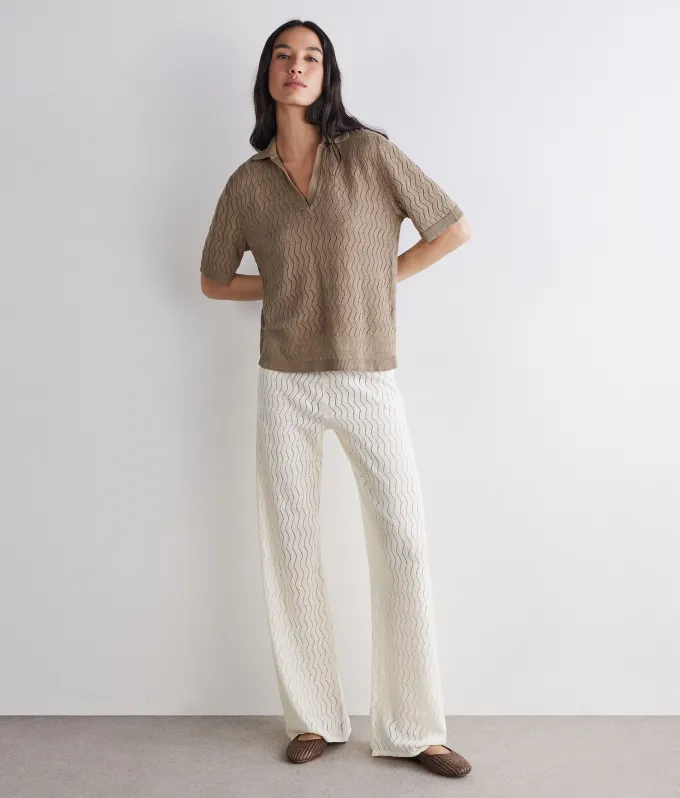 Pantalone punto onda in lino cotone