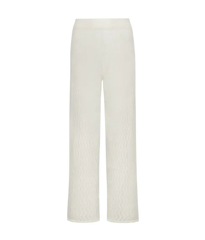 Pantalone punto onda in lino cotone
