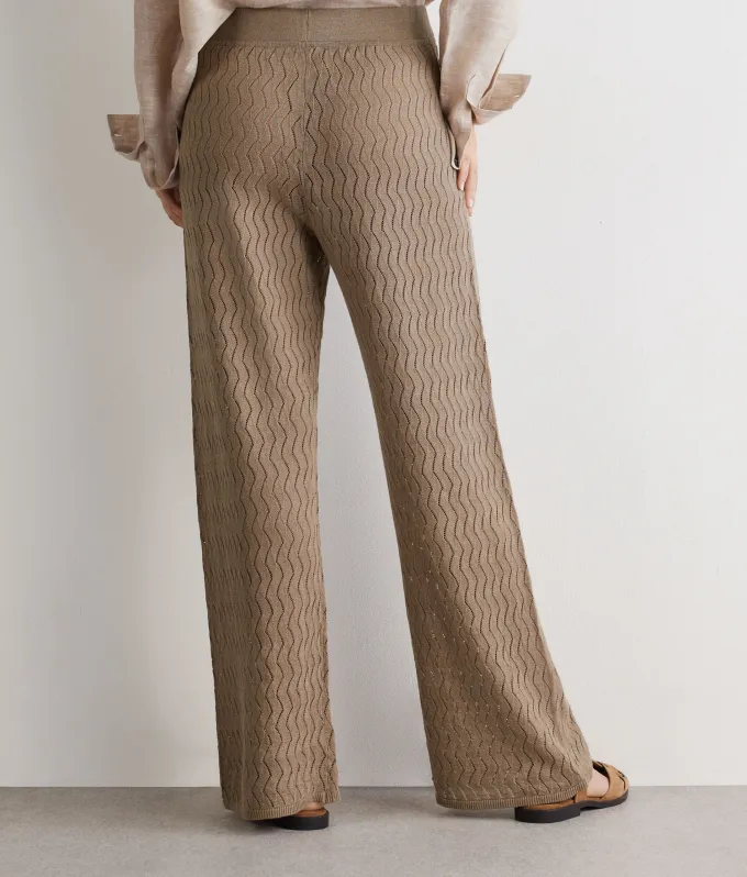 Pantalone punto onda in lino cotone