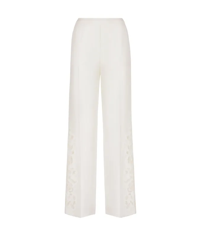 Pantalone ricamato in lino