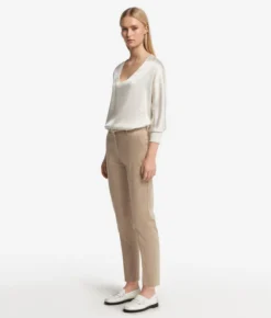 Pantalone sigaretta con zip in cotone