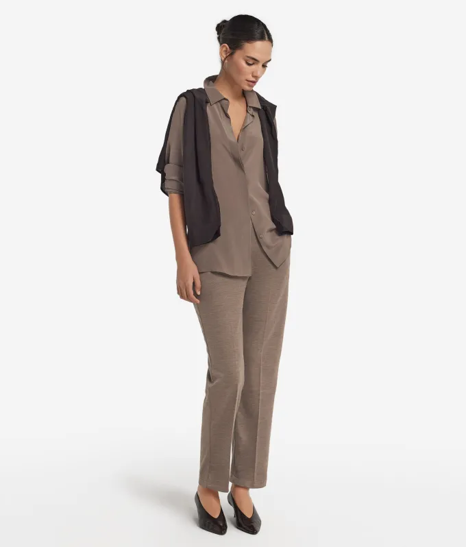 Pantalone sigaretta in jersey di lana
