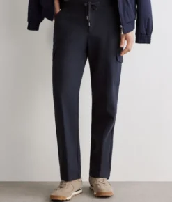 Pantalone tasconato in cotone e lino