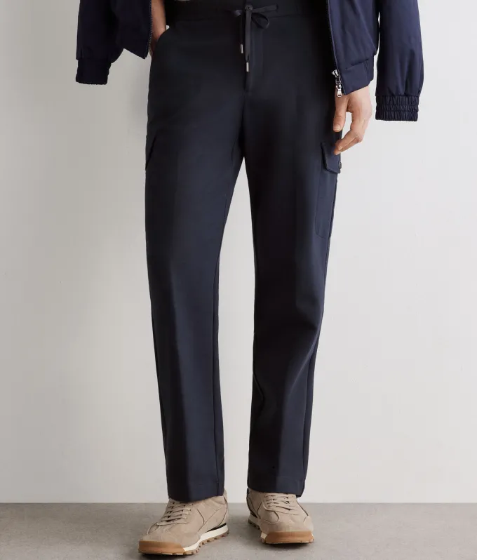 Pantalone tasconato in cotone e lino