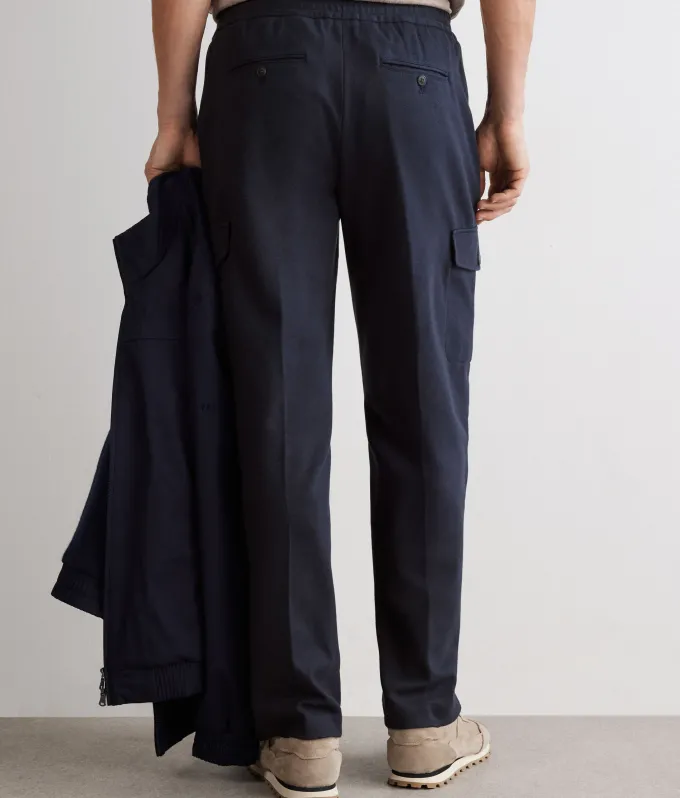 Pantalone tasconato in cotone e lino