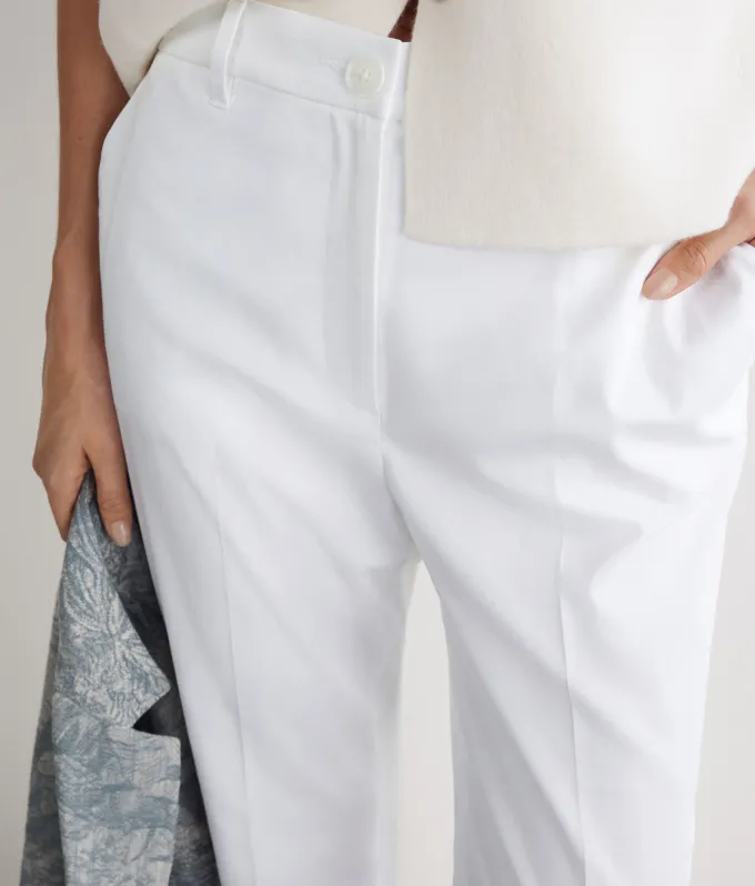 Pantalone trombetta in tessuto di cotone