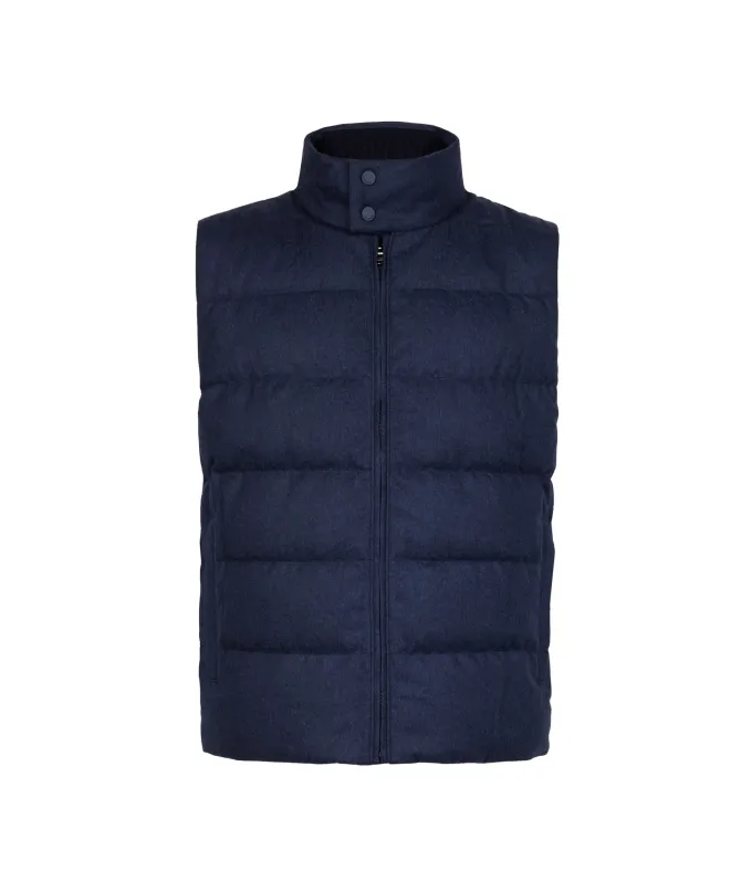 Piumino smanicato in cashmere e seta