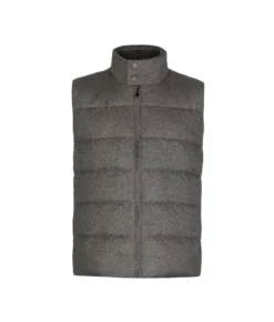 Piumino smanicato in cashmere e seta