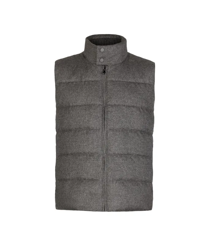 Piumino smanicato in cashmere e seta