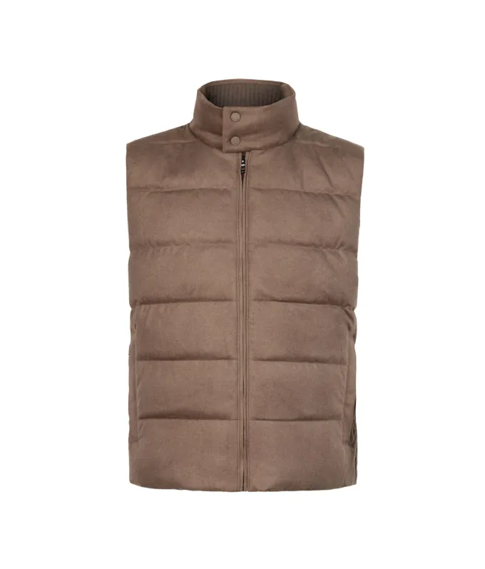 Piumino smanicato in cashmere e seta
