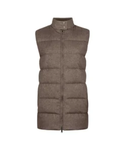 Piumino smanicato in seta e cashmere