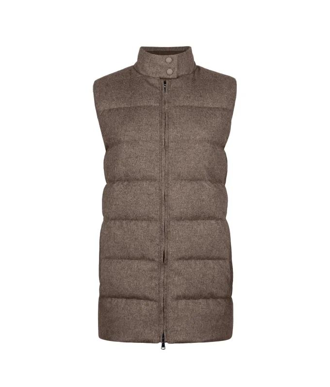 Piumino smanicato in seta e cashmere