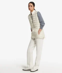 Piumino smanicato reversibile con cashmere
