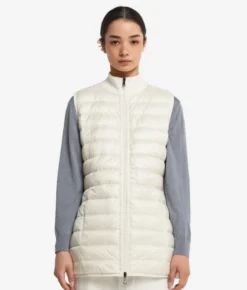 Piumino smanicato reversibile con cashmere