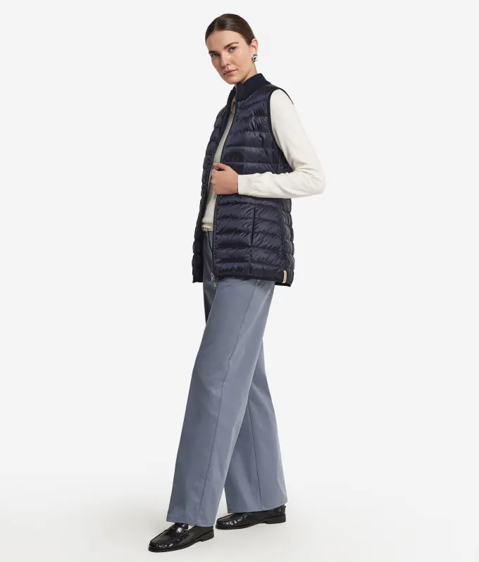 Piumino smanicato reversibile con cashmere
