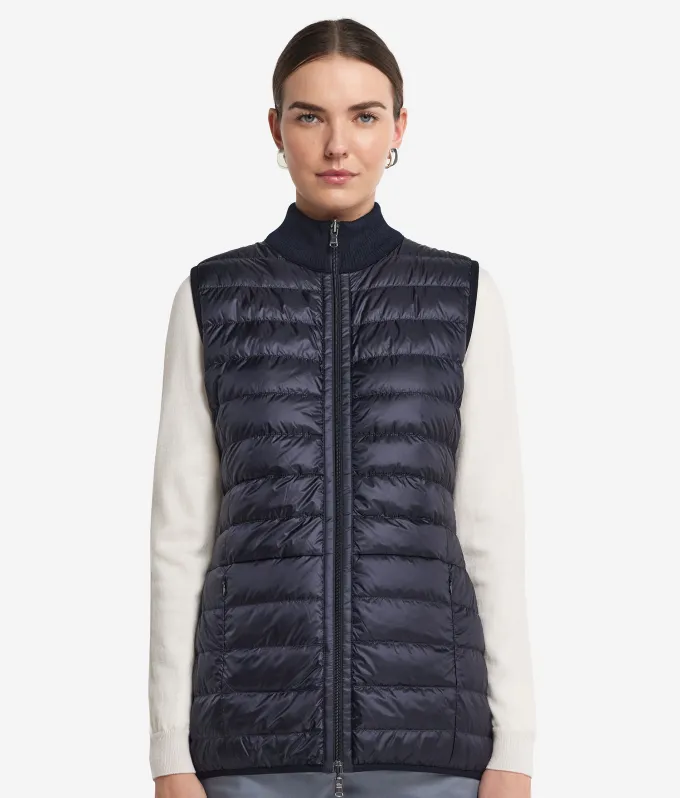 Piumino smanicato reversibile con cashmere