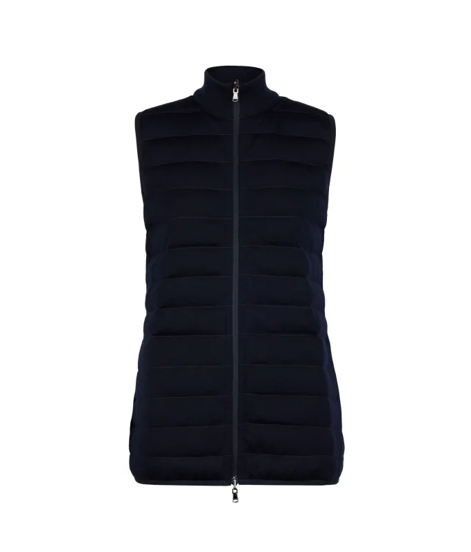 Piumino smanicato reversibile con cashmere