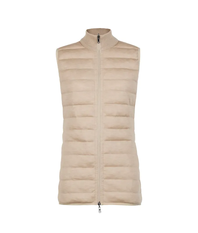 Piumino smanicato reversibile con cashmere