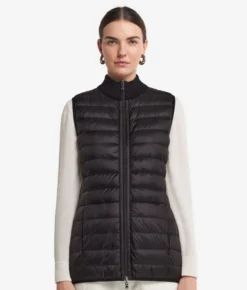 Piumino smanicato reversibile con cashmere