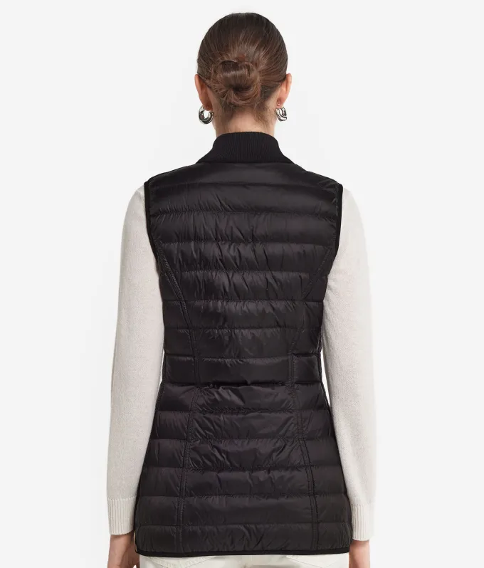 Piumino smanicato reversibile con cashmere