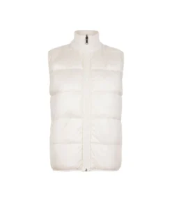 Piumino smanicato reversibile con intreccio in cashmere
