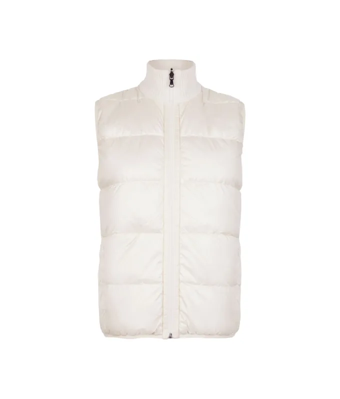 Piumino smanicato reversibile con intreccio in cashmere