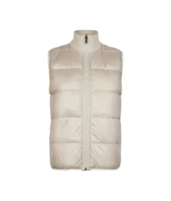 Piumino smanicato reversibile con intreccio in cashmere