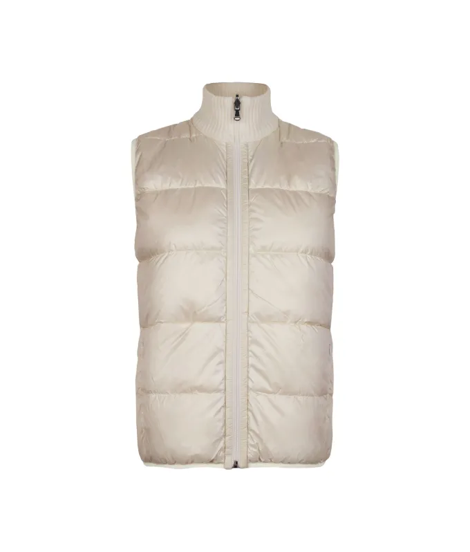 Piumino smanicato reversibile con intreccio in cashmere