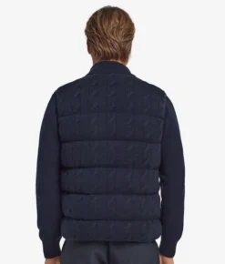 Piumino smanicato reversibile con trecce in Cashmere Ultrasoft