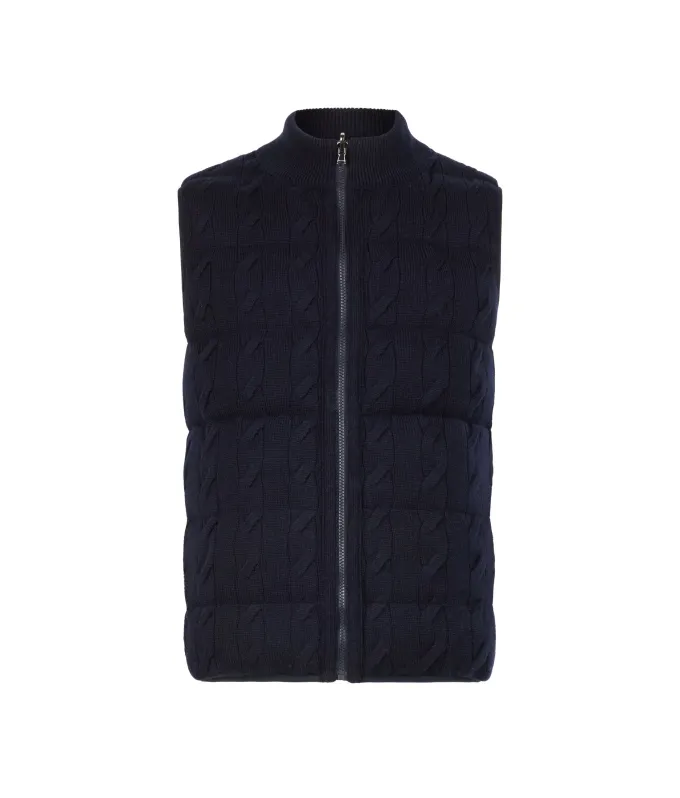 Piumino smanicato reversibile con trecce in Cashmere Ultrasoft
