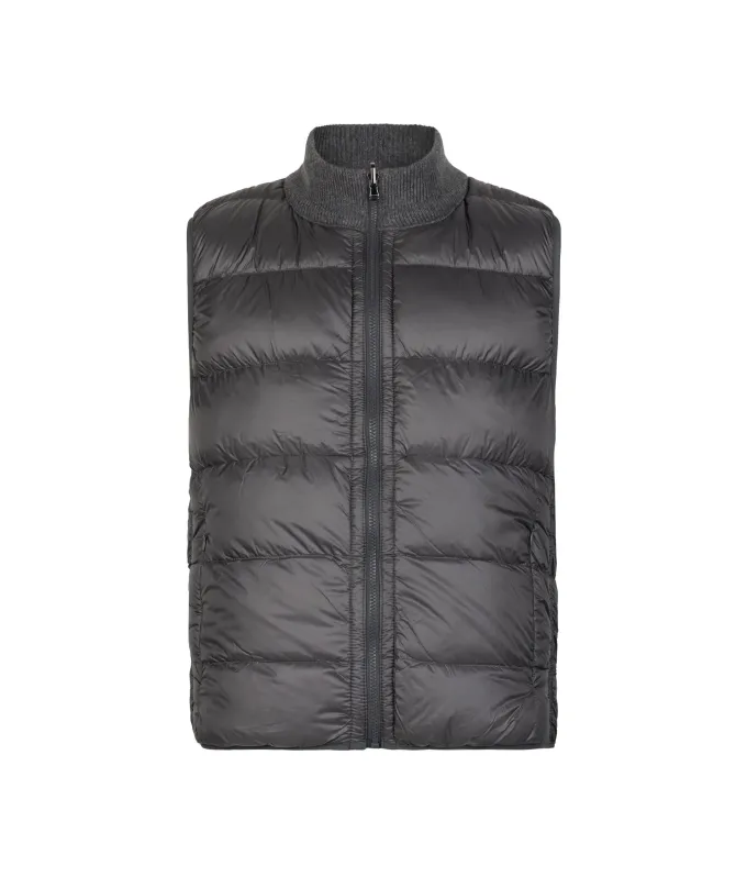 Piumino smanicato reversibile con trecce in Cashmere Ultrasoft
